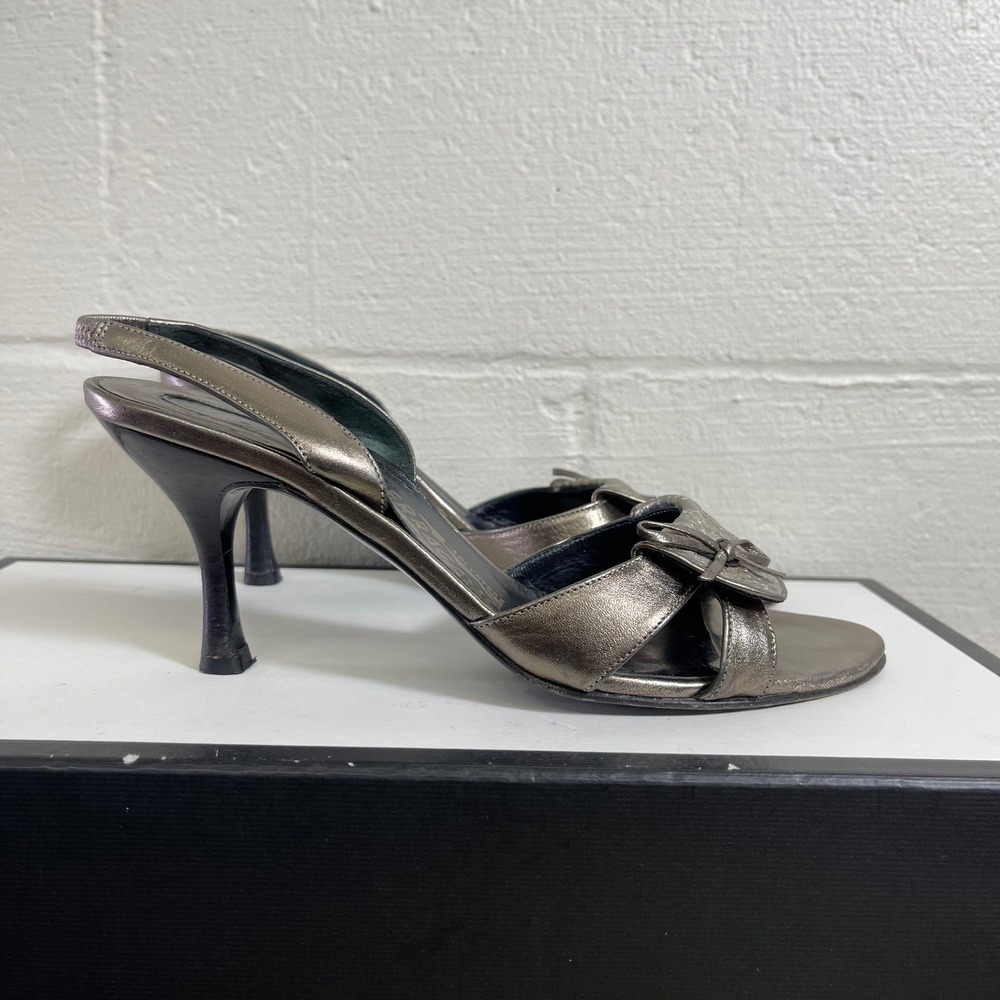 Salvatore Ferragamo Tamary‎ Sheffield Nappa Slingback Heels Sandals Womens 8 B